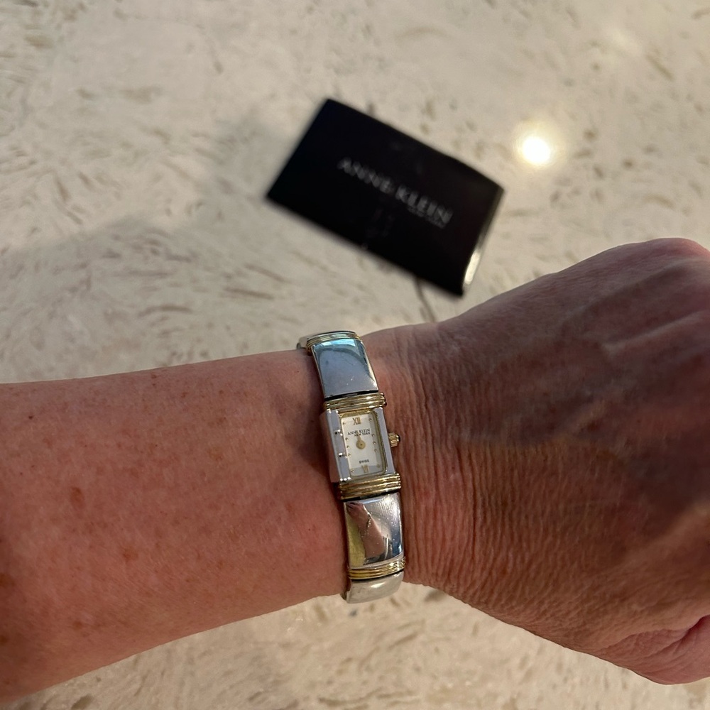 Anne Klein Silver and Gold Bracelet Watch MCM style with NEW battery